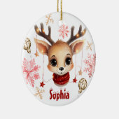 キュートトナカイパーソナライズされたツリーオーナメント セラミックオーナメント (右)