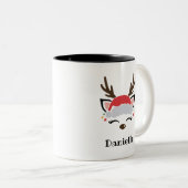 キュートトナディア顔パーソナライズされたネームホリデーディアー ツートーンマグカップ (正面右)