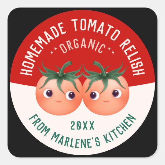 キュートトマトリッシュホームメイドキャニングレシピ スクエアシール (正面)
