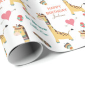 キュートトライバルキリンハッピーバースデー ラッピングペーパー (ロールコーナー)