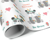 キュートトライバルパンダベアハッピーバースデー ラッピングペーパー (ロールコーナー)