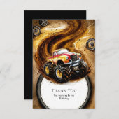 キュートトラックモンスタートラック誕生日 サンキューカード (正面/裏面)