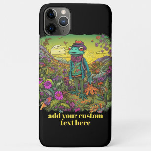 キュートトラベラーフロッグワイルドフラワーコテージコアカスタム iPhone 11 PRO MAXケース