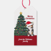 キュートトリコラーコーギクリスマスツリーカスタムホリデー ギフトタグ (正面)