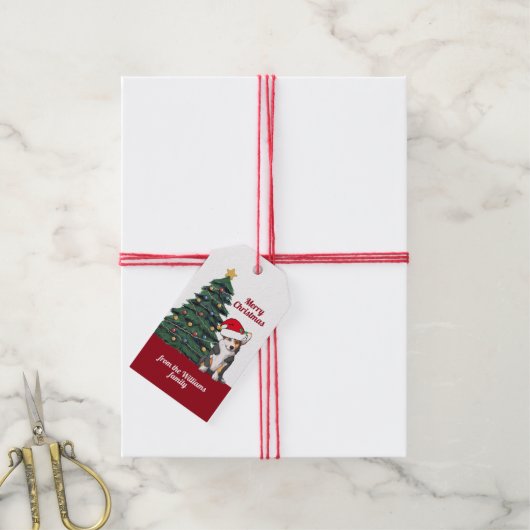 キュートトリコラーコーギクリスマスツリーカスタムホリデー ギフトタグ (より糸付き)
