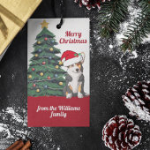 キュートトリコラーコーギクリスマスツリーカスタムホリデー ギフトタグ