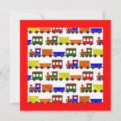 キュートトレインテーマ子供の誕生日 招待状 (裏面)