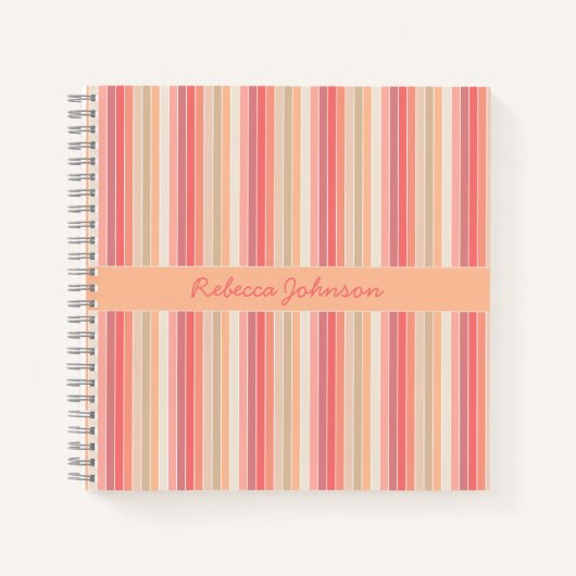 キュートトレンディーストライプピーチ ノートブック (正面)