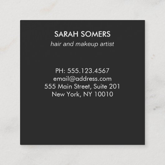 キュートトレンディーフェイクシルバーシークイン美しいサロンスクエア スクエア名刺 (裏面)