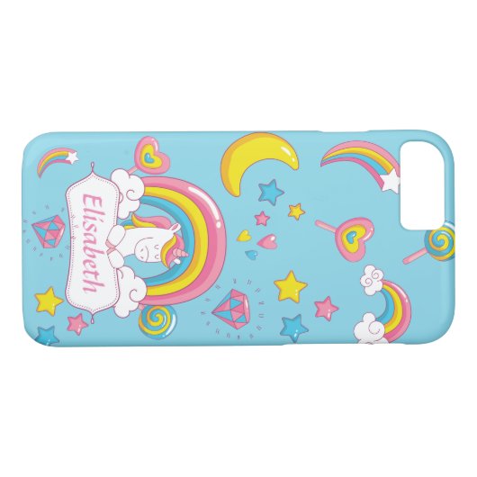 キュートトレンディーマジカルユニコーン名前をカスタムする Case-Mate iPhoneケース (裏面(横))