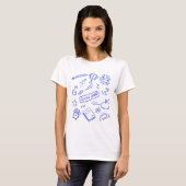 キュートトレンディーミニマルラインアート先生 Tシャツ (正面フル)