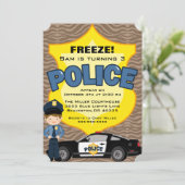 キュートトレンディー警察車誕生日招待状 招待状 (スタンド正面)