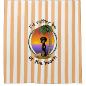 キュートトロピカルアイランドビーチダックスシュント（ブラック&タン） シャワーカーテン (正面)