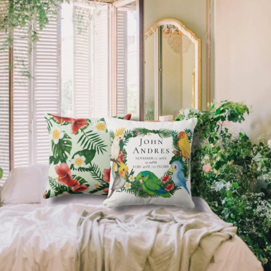 キュートトロピカルエキゾチックベビーパロッツボーイ子供部屋 クッション