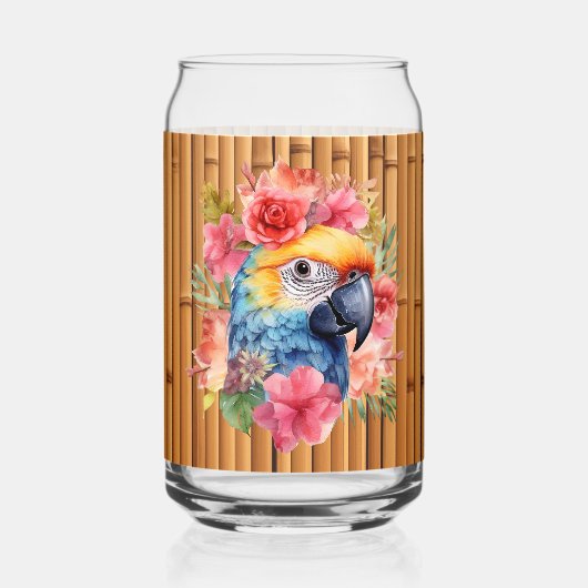 キュートトロピカルオウムビーチパーティーホームバー ガラス缶 (裏面)