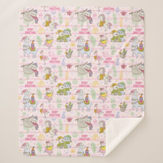 キュートトロピカルクリスマスシェルパブランケット シェルパブランケット (正面)
