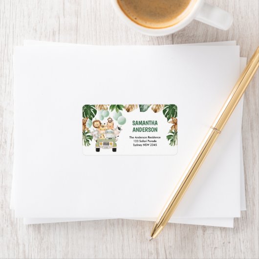 キュートトロピカルサファリワイルドアニマルズ差出人住所 ラベル (インサイチュ)