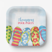 キュートトロピカルサマービーチサンダルプールパーティーおもしろい ペーパープレート (正面)