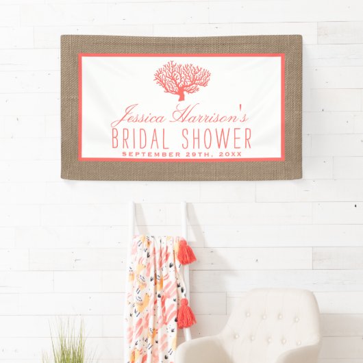キュートトロピカルサンゴビーチバーラップブライダルシャワー 横断幕 (インサイチュ)
