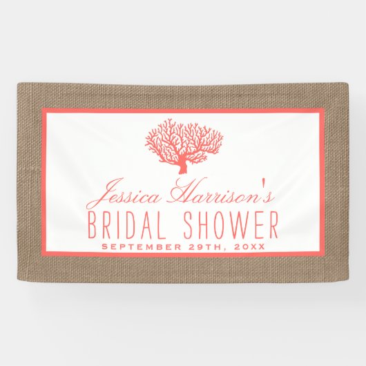 キュートトロピカルサンゴビーチバーラップブライダルシャワー 横断幕 (横)