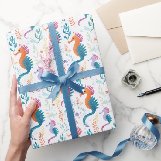 キュートトロピカルシーホース海ビーチテーマ ラッピングペーパー (ギフト)