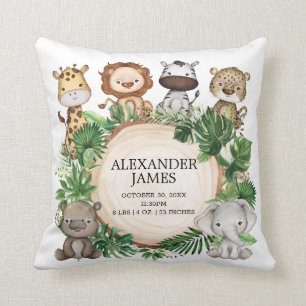 キュートトロピカルジャングルサファリアニマルズボーイ子供部屋 クッション