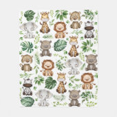 キュートトロピカルジャングルサファリワイルドアニマルズ男の赤ちゃん フリースブランケット (正面)