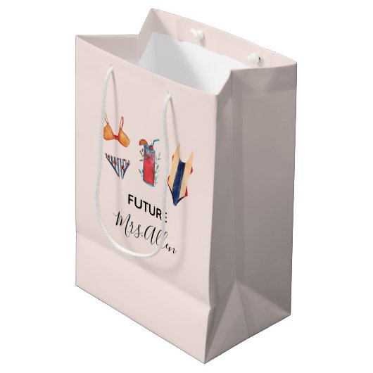 キュートトロピカルスイムブライダルシャワー抱き枕 ミディアムペーパーバッグ (正面アングル)