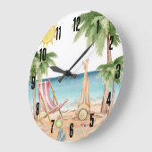 キュートトロピカルビーチ ラージ壁時計 (傾斜)