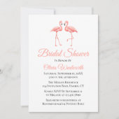 キュートトロピカルピンクフラミンゴブライダルシャワー 招待状 (正面)