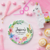 キュートトロピカルフローラリースサマー誕生日 ペーパープレート (パーティー)