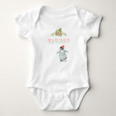 キュートトロピカルペンギンピンクベビーガールベビーボディスーツ ベビーボディスーツ (正面)