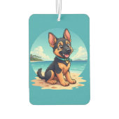 キュートドイツシェパードパピービーチイラストレーション カーエアーフレッシュナー (裏面)