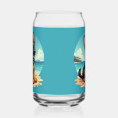 キュートドイツシェパードパピービーチイラストレーション ガラス缶 (左)