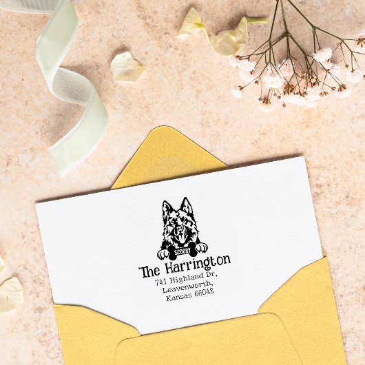 キュートドイツシェファードカスタム差出人住所 ラバースタンプ