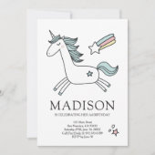 キュートドゥルユニコーンスターズ誕生日招待状 招待状 (正面)