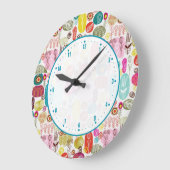 キュートドカラフルードルフローラデザイン ラージ壁時計 (傾斜)