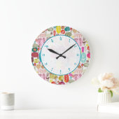 キュートドカラフルードルフローラデザイン ラージ壁時計 (ホーム)