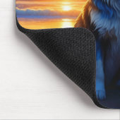 キュートドッグアットサンセットセレネ海ビーチ マウスパッド (コーナー)