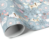 キュートドッグアートギフトワップ紙 – ブルー – 誕生日 ラッピングペーパー (ロールコーナー)