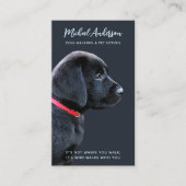 キュートドッグウォーカーペットシッター子犬ブラックラブラドール 名刺 (正面)