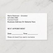 キュートドッググルーミングサロンアポイントメントカード 予約カード (裏面)