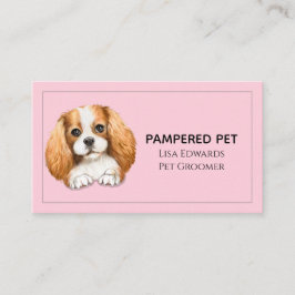 キュートドッググルーミングピンクビジネスアポイントメントカード 予約カード