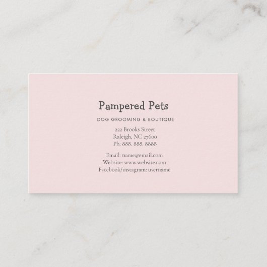 キュートドッググルーミングペットブティックビジネスカード 名刺 (裏面)