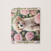 キュートドッグゴールデンレトリバーパピー名前をカスタムする ジグソーパズル (縦)