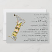 キュートドッグスウィートニューペットパーティーハウスパーティーグレー 招待状 (正面)