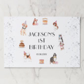 キュートドッグズポー – パーティー誕生日紙ランチョンマット ペーパーパッド (正面)