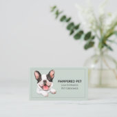 キュートドッグトリマーグリーンビジネスアポイントメントカード 予約カード (スタンド正面)