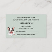 キュートドッグトリマーグリーンビジネスアポイントメントカード 予約カード (裏面)