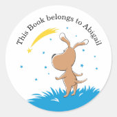 キュートドッグパピー射撃、 発砲スタースターリースカイ蔵書票 ラウンドシール (正面)